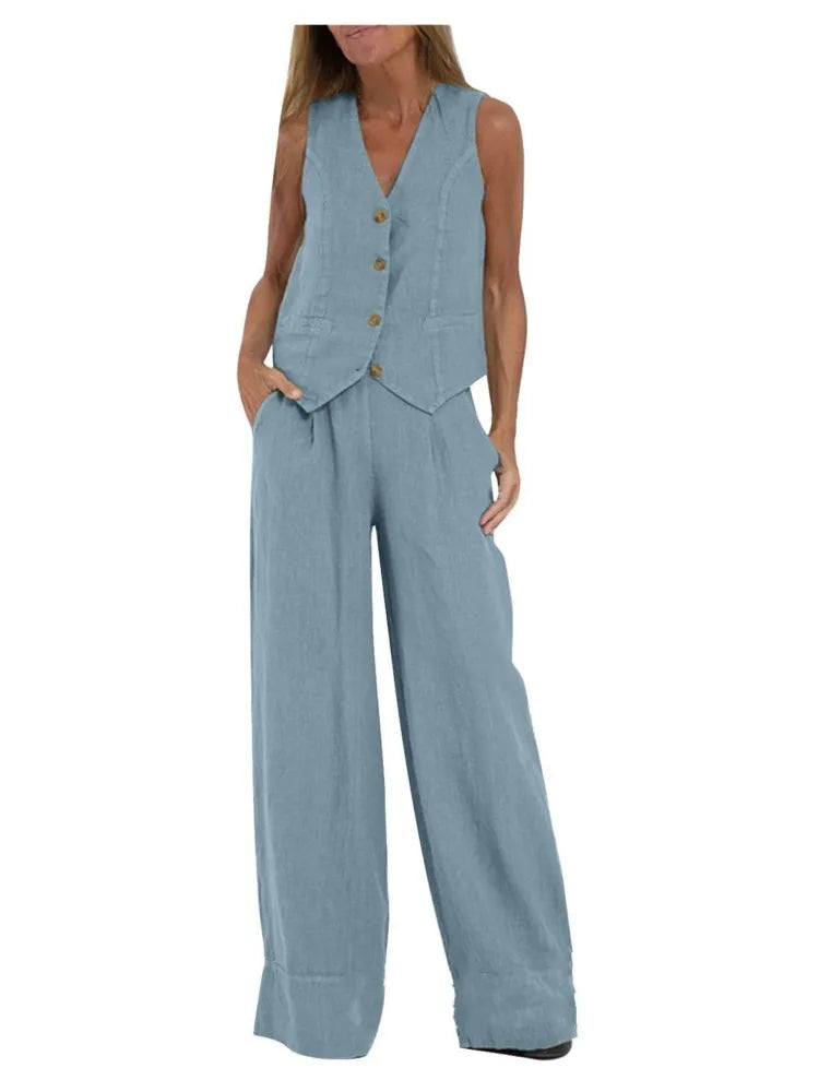 Women's Clothing 2024 Spring Summer New Fashionable Vest Pants Collage Splicing